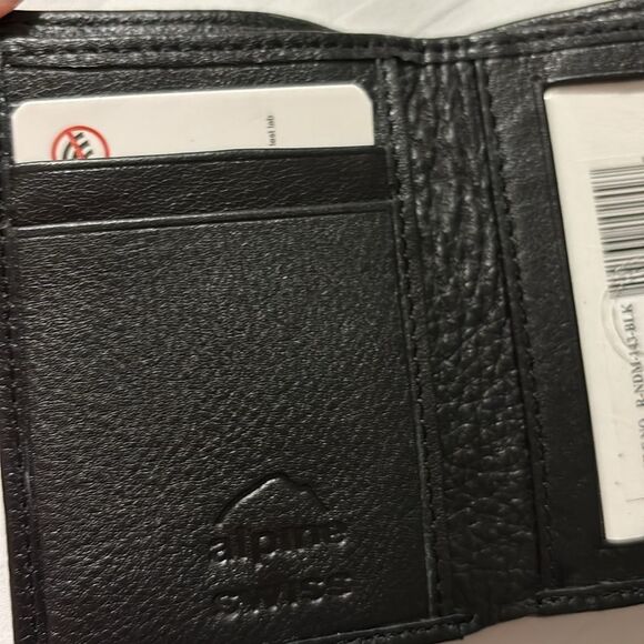 Alpine Swiss men's black trifold genuine leather wallet.  NWT - Picture 7 of 13